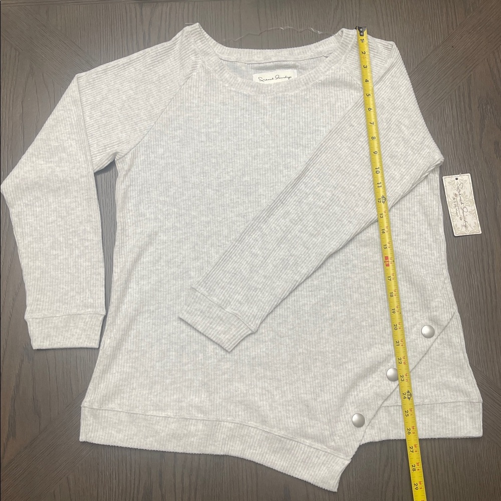 Gray Asymmetrical Buttoned Sweatshirt - Picture 8 of 8